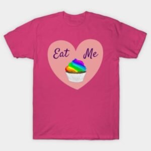 Eat Me LGBT rainbow cupcake love heart